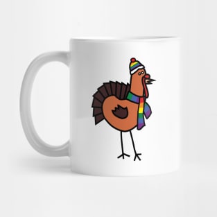 Thanksgiving Turkey and Rainbow Pride Flag Hat and Scarf Mug